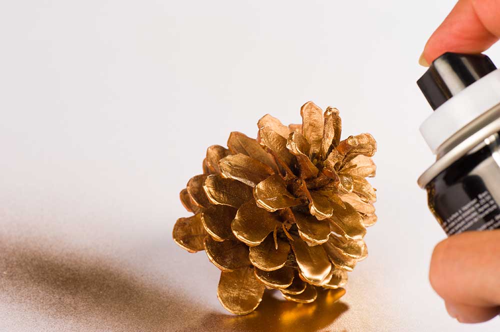 Spray painted pine cone 