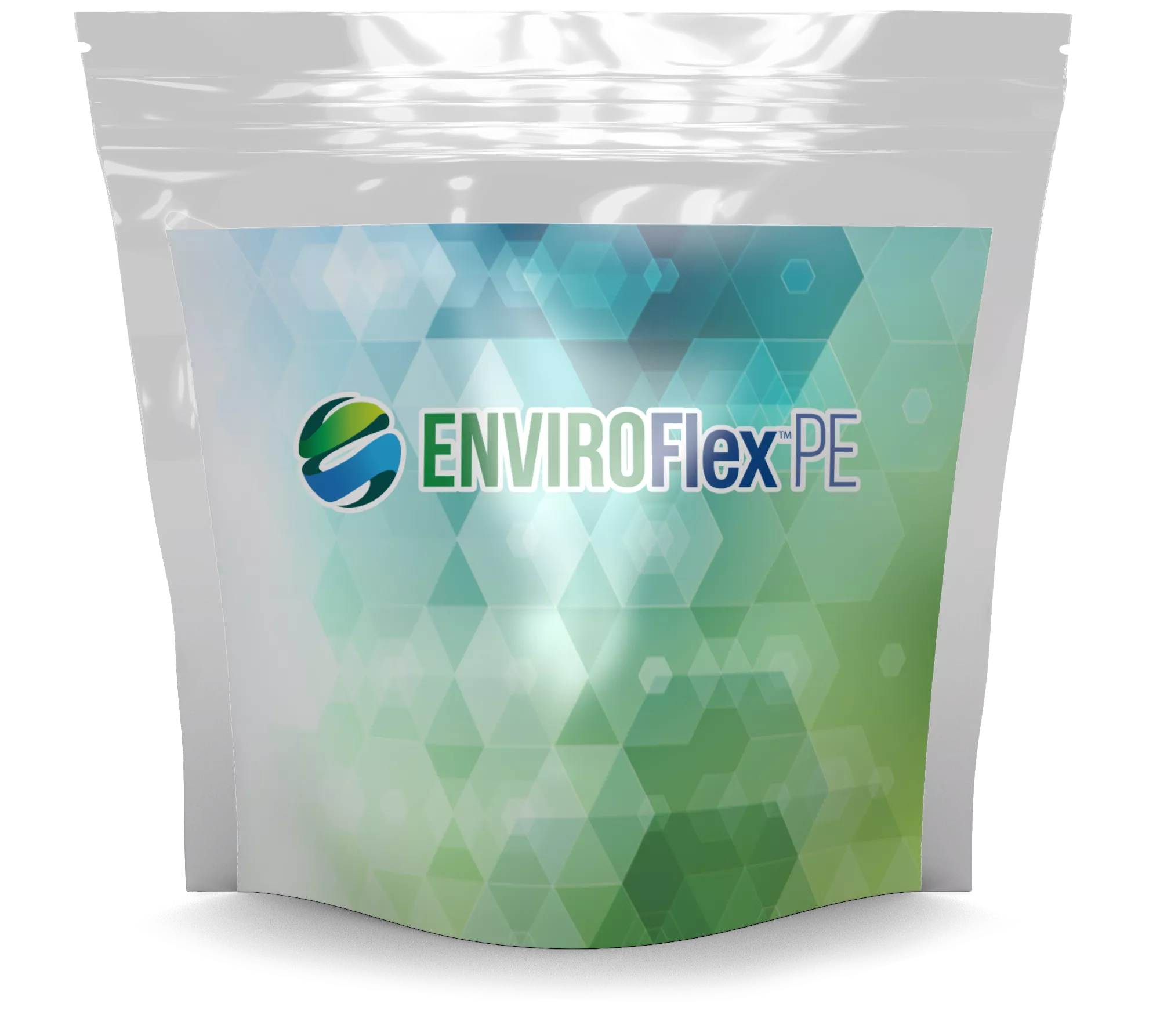 EnviroFlex store drop off, recycle ready pouch in blue and green EnviroSense colors
