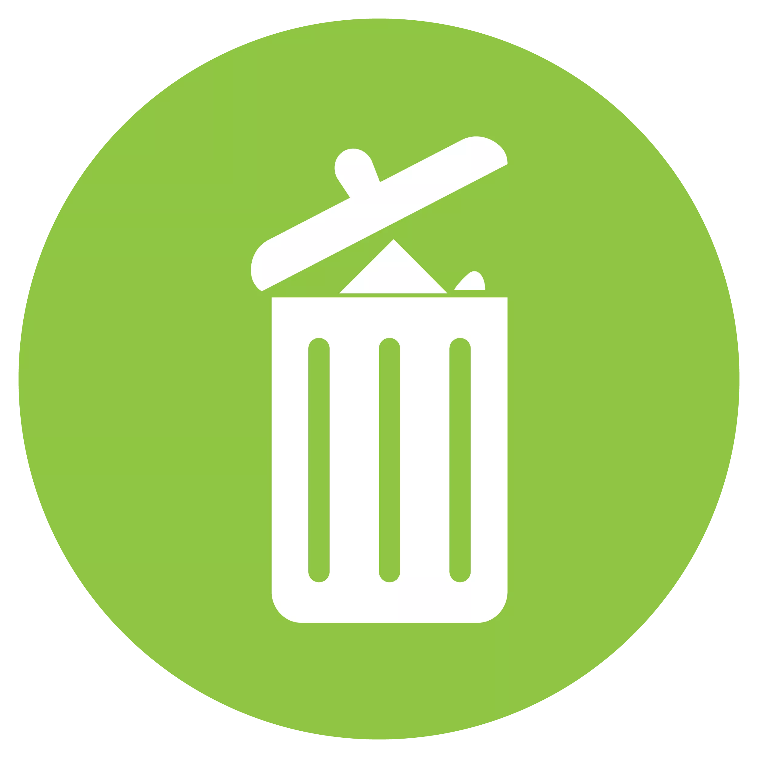 Reduced Product and Packaging Waste Logo - Trash Can on Green