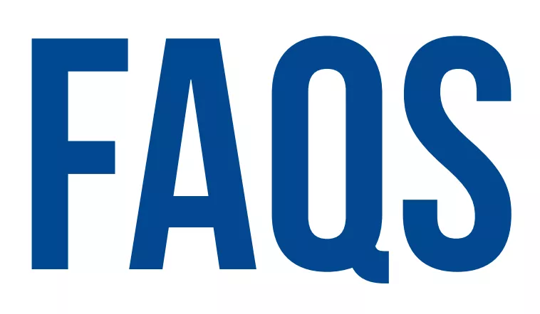 Letters "FAQS" in large blue