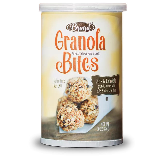 Granola Bites paper container with lid