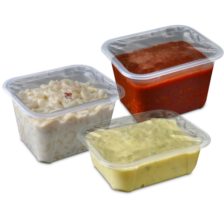 Polymeric lidding on plastic food tubs