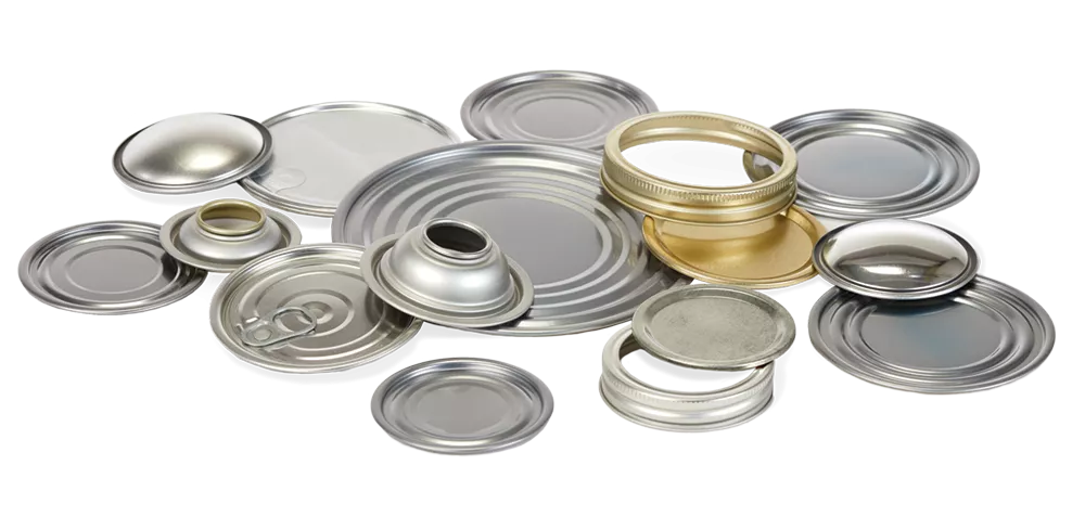 Photo of assorted can ends and closures