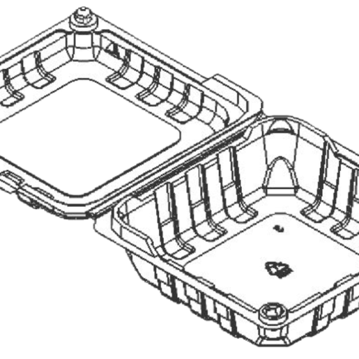 5″ Sq Raspberry Hinged-lid (1/2 Pint)