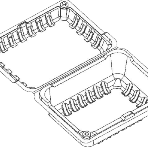 1 lb. Modular Flat Wall Tub Produce Hinged-Lid; Vented