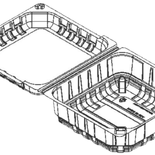 1 lb. Modular Flat Wall Tub Produce Hinged-Lid; Vented