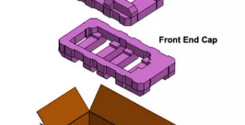 Detailed illustration of mirrored foam end cap design
