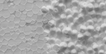 Closeup on white foam packing material