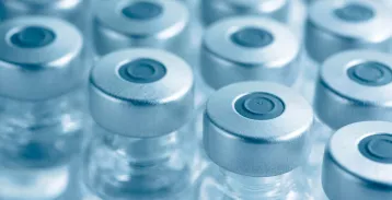 Closeup on the tops of vials