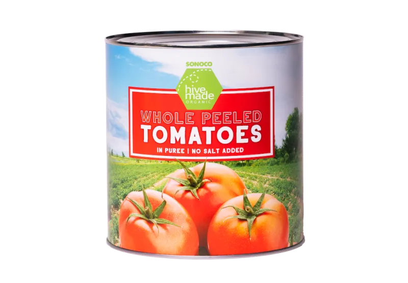 Large metal can for tomatoes