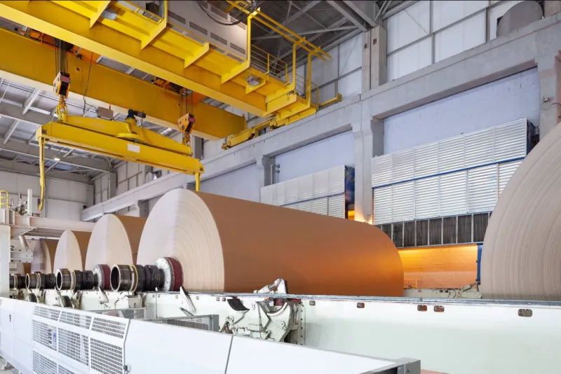 Large rolls of paper in a facility