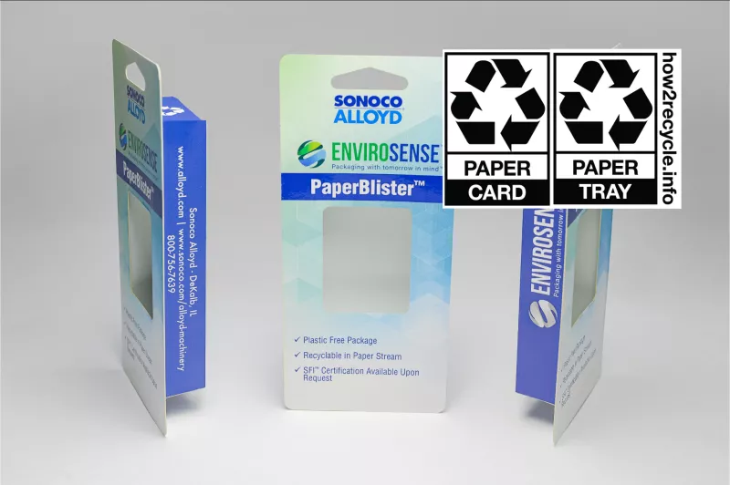 PaperBlister packaging with How2Recycle labels