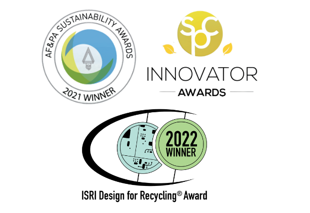 Logos AF&PA Sustainability Awards, SPC Innovator Awards, and ISRI Design for Recycling Award
